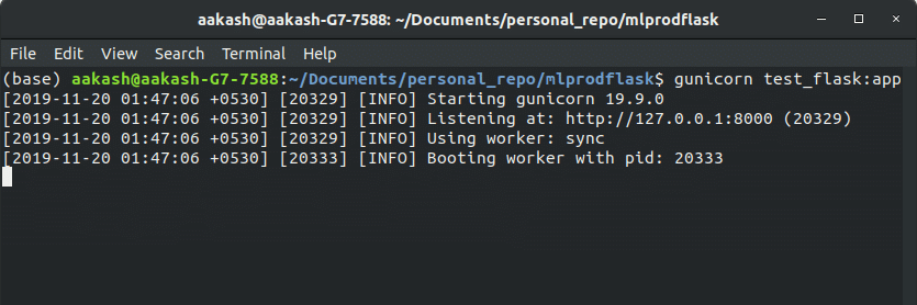 Machine Learning Flask App running in Gunicorn Server